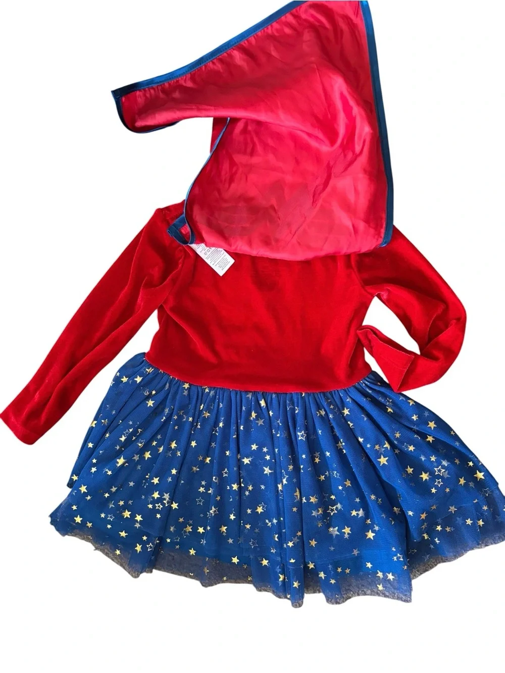 Wonder Woman Toddler 3T Velvet Dress Crinoline Skirt Attached Cape Logo Dress Up